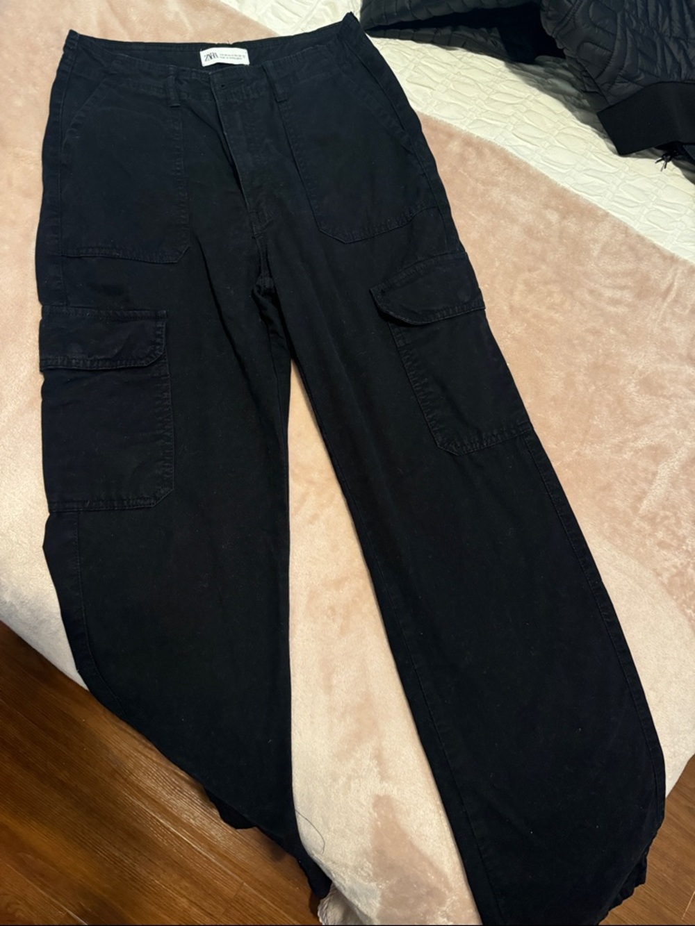 Zara Women’s Black Cargo Pants with Patch Pockets